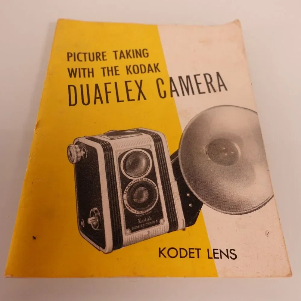 Kodak Duaflex Camera w/ Kodet Lens Vintage 1940s-50s Black Silver USA Not Tested